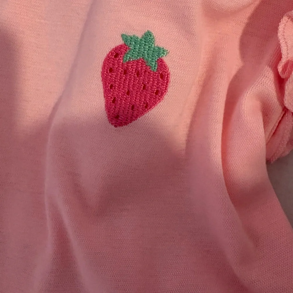 btween baby Pink Ruffle-Sleeve Baby Strawberries Outfit - Picture 5 of 7